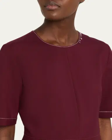 Marni Drop-Waist Wool Crepe Short-Sleeve Dress | Thumbnail 5 Marni Drop-Waist Wool Crepe Short-Sleeve Dress | Thumbnail 5