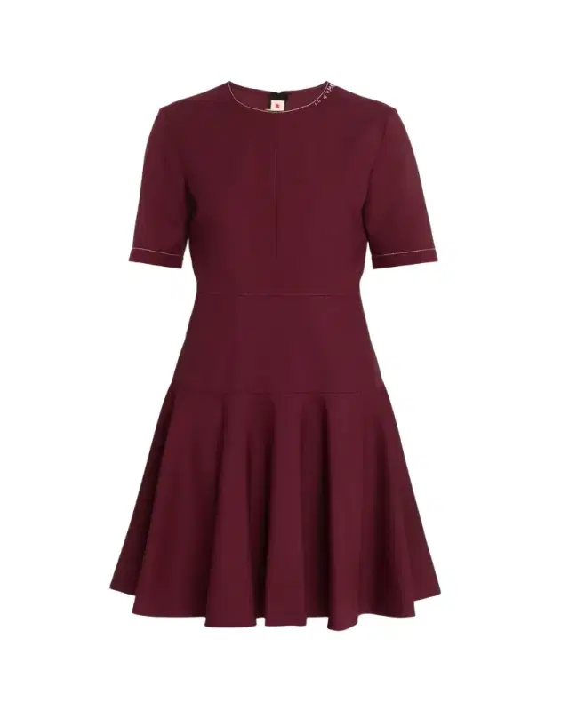 Marni Drop-Waist Wool Crepe Short-Sleeve Dress