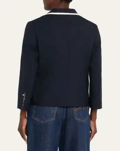 Marni Contrast Ribbed Lapel Single-Breasted Blazer Jacket | Thumbnail 3 Marni Contrast Ribbed Lapel Single-Breasted Blazer Jacket | Thumbnail 3
