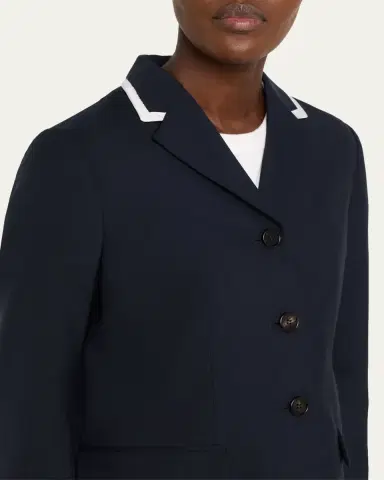 Marni Contrast Ribbed Lapel Single-Breasted Blazer Jacket | Thumbnail 5 Marni Contrast Ribbed Lapel Single-Breasted Blazer Jacket | Thumbnail 5