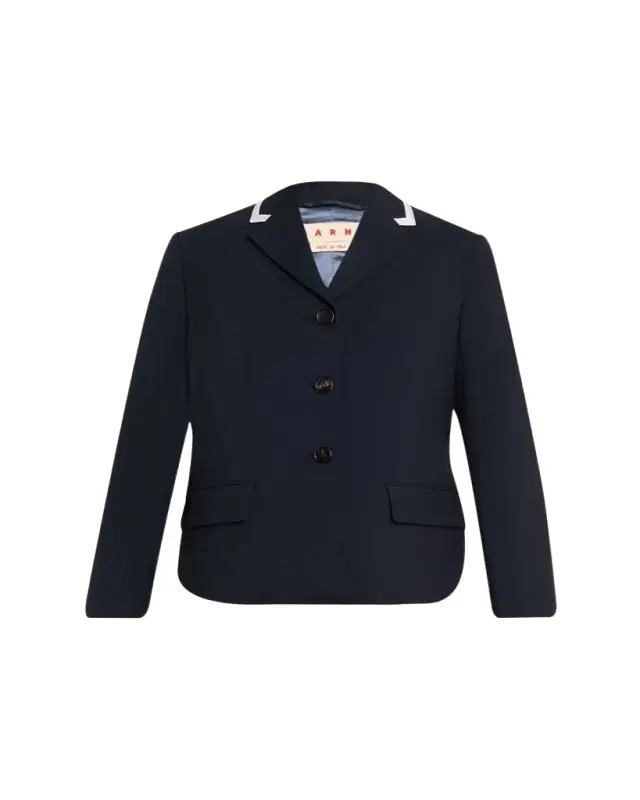 Marni Contrast Ribbed Lapel Single-Breasted Blazer Jacket
