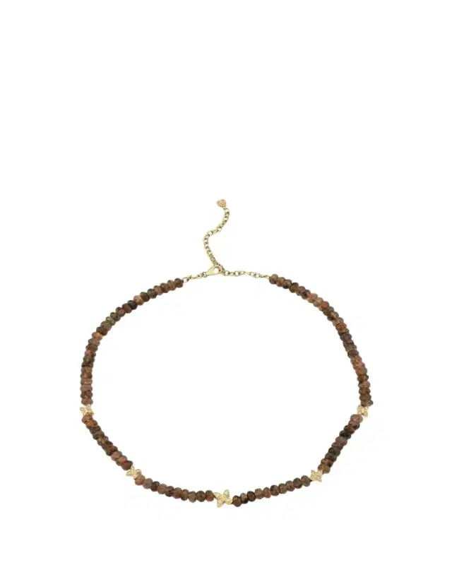 Sydney Evan 14K Diamond Marquise Flowers on 6mm Rondelle Necklace