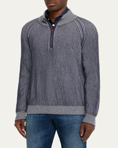 Kiton Men's Cashmere Vanise Half-Zip Sweater | Thumbnail 4 Kiton Men's Cashmere Vanise Half-Zip Sweater | Thumbnail 4