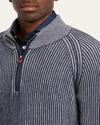 Kiton Men's Cashmere Vanise Half-Zip Sweater | Thumbnail 5 Kiton Men's Cashmere Vanise Half-Zip Sweater | Thumbnail 5