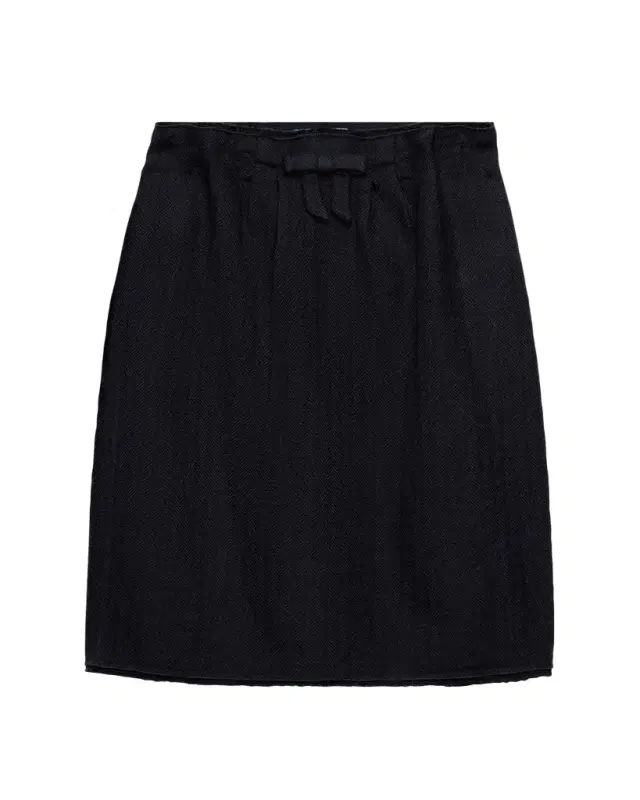 Chevron Wool Gathered Midi Skirt