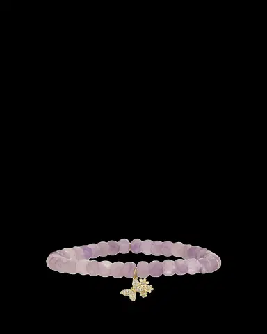 Sydney Evan 14K Gold Diamond Butterfly Daisy Cluster on Lavender Amethyst Bracelet | Thumbnail 2