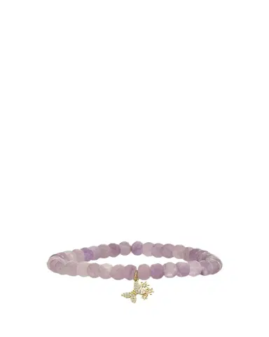 Sydney Evan 14K Gold Diamond Butterfly Daisy Cluster on Lavender Amethyst Bracelet | Thumbnail 1