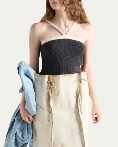 Prada Cashmere-Wool Knit Crop Tank Top | Thumbnail 4