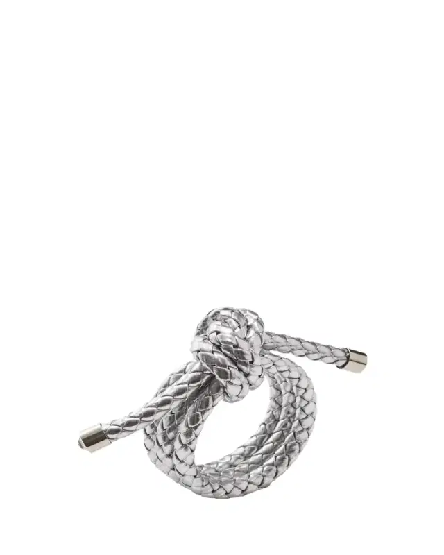 Kim Seybert Rope Knot Silver Faux Leather Napkin Ring