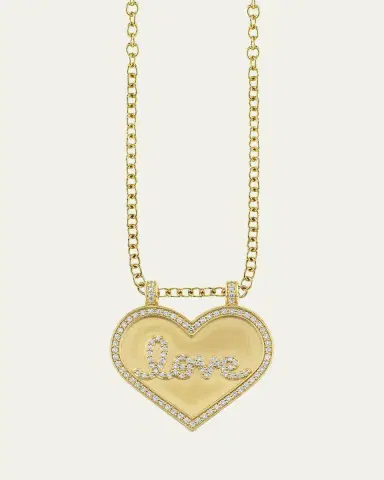 Sydney Evan 14K Diamond Love Script Heart Necklace | Thumbnail 2 Sydney Evan 14K Diamond Love Script Heart Necklace | Thumbnail 2