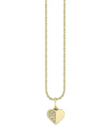 Sydney Evan 14K Half Pave Heart Charm Necklace | Thumbnail 1 Sydney Evan 14K Half Pave Heart Charm Necklace | Thumbnail 1
