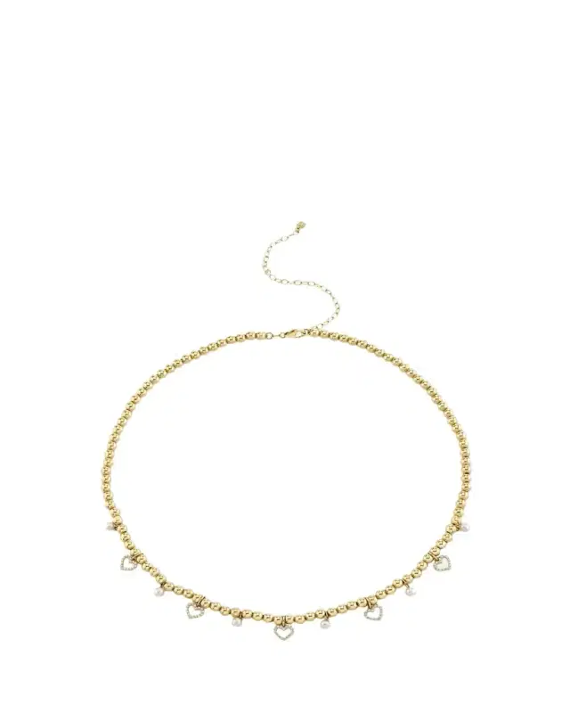 Sydney Evan 14K Diamond Heart and Pearl Charm Necklace