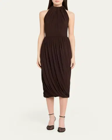 Alaïa Gathered Jersey Midi Dress | Thumbnail 2