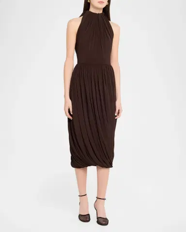 Alaïa Gathered Jersey Midi Dress | Thumbnail 12