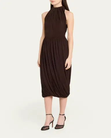 Alaïa Gathered Jersey Midi Dress | Thumbnail 4