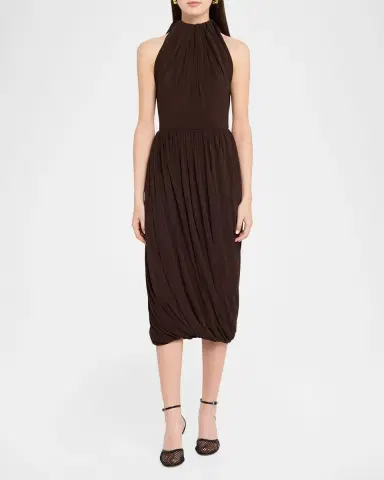 Alaïa Gathered Jersey Midi Dress | Thumbnail 10