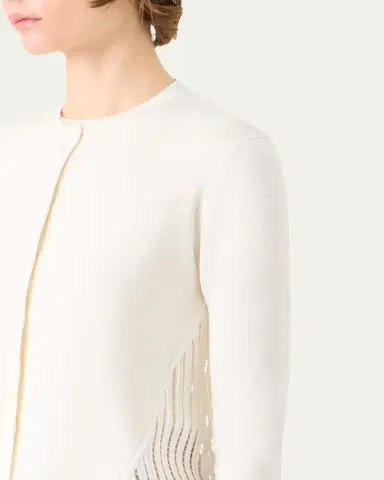 Akris Wave Guipure Silk Knit Crewneck Cardigan | Thumbnail 5 Akris Wave Guipure Silk Knit Crewneck Cardigan | Thumbnail 5