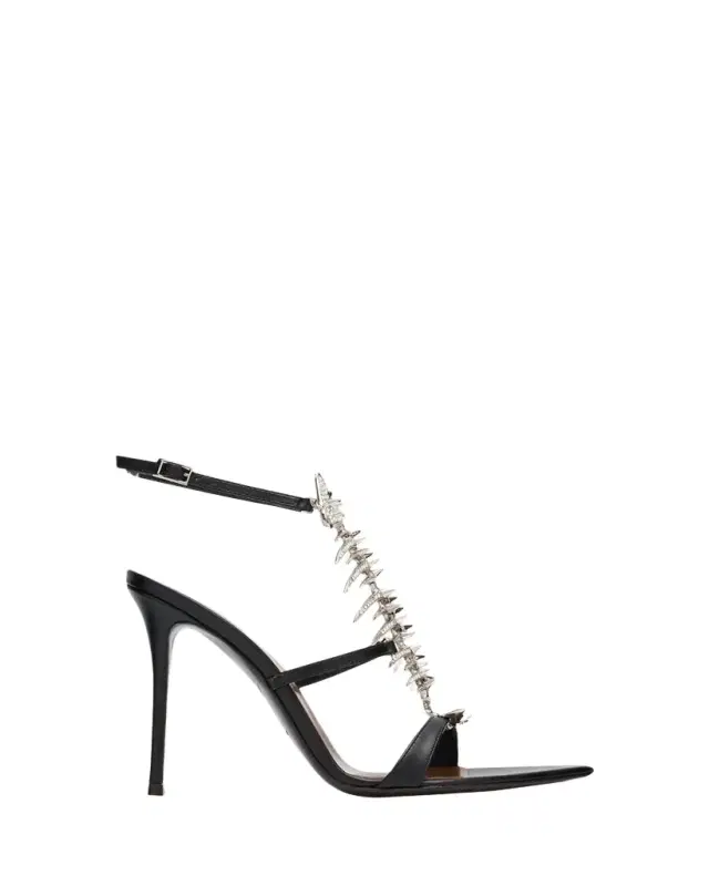 Giuseppe Zanotti Slim Leather Sandals with Fishbone Ornament - Limited-Edition
