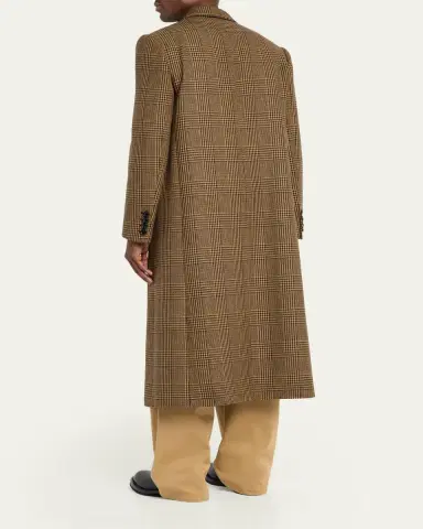 Valentino Garavani Men's Double-Breasted Glen Plaid Wool Coat | Thumbnail 3