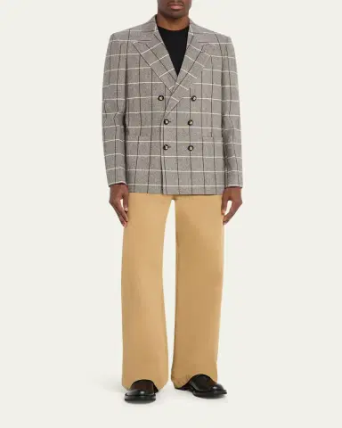 Valentino Garavani Men's Check-Print Melange Wool Jacket | Thumbnail 2