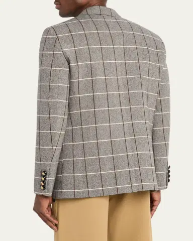 Valentino Garavani Men's Check-Print Melange Wool Jacket | Thumbnail 3