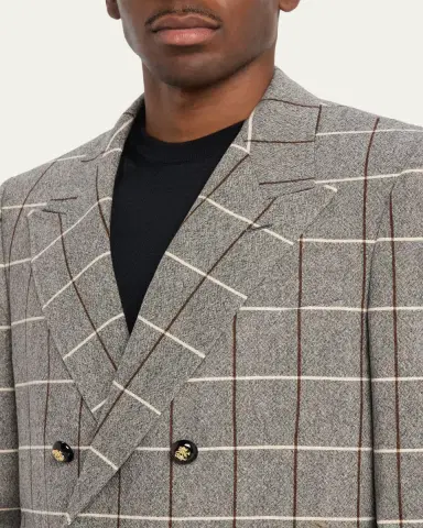 Valentino Garavani Men's Check-Print Melange Wool Jacket | Thumbnail 5