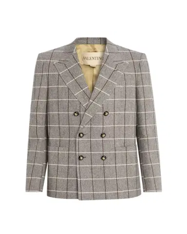 Valentino Garavani Men's Check-Print Melange Wool Jacket | Thumbnail 1