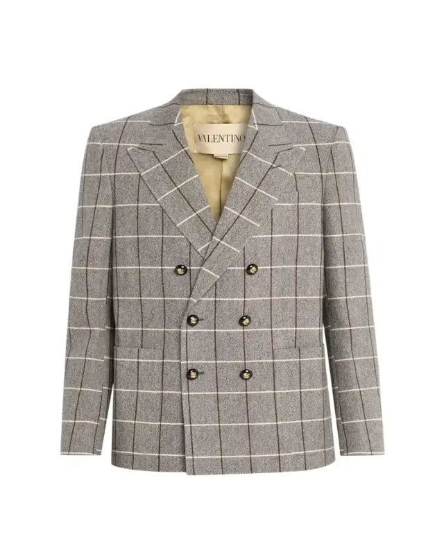 Men's Check-Print Melange Wool Jacket