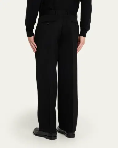 Givenchy Men's Double-Pleat Grain de Poudre Wool Pants | Thumbnail 3