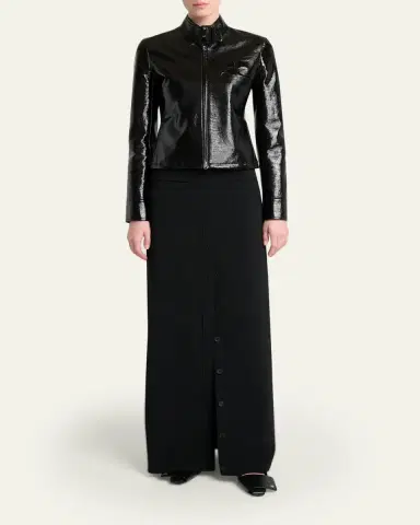 Courrèges Buckle-Collar Shiny Vinyl Zipped Jacket | Thumbnail 2