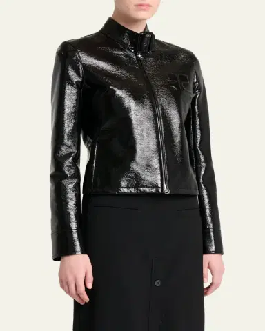 Courrèges Buckle-Collar Shiny Vinyl Zipped Jacket | Thumbnail 4
