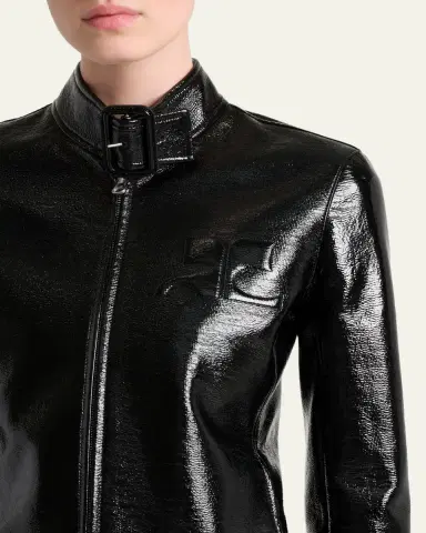 Courrèges Buckle-Collar Shiny Vinyl Zipped Jacket | Thumbnail 5
