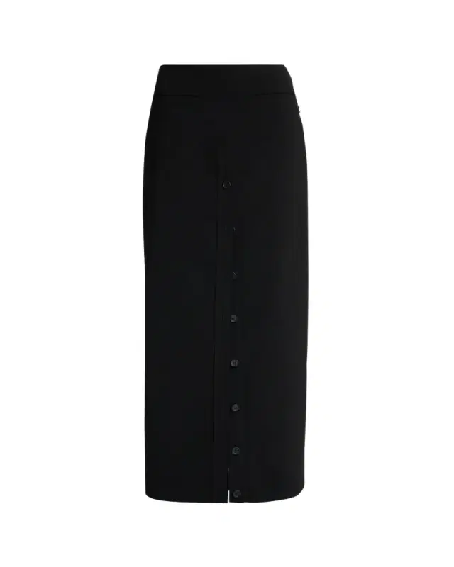Button-Front Crepe Maxi Skirt