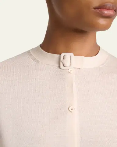Courrèges Buckle Crewneck Merino Wool Crop Cardigan | Thumbnail 5 Courrèges Buckle Crewneck Merino Wool Crop Cardigan | Thumbnail 5