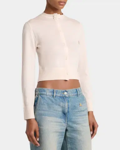 Courrèges Buckle Crewneck Merino Wool Crop Cardigan | Thumbnail 8 Courrèges Buckle Crewneck Merino Wool Crop Cardigan | Thumbnail 8