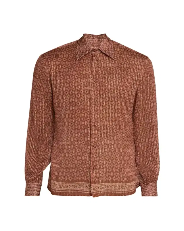 Men's Silk Medallion Button-Down Shirt