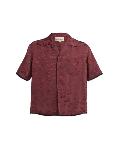 Valentino Garavani Men's Viscose Cherryfic Jacquard Bowling Shirt | Thumbnail 1 Valentino Garavani Men's Viscose Cherryfic Jacquard Bowling Shirt | Thumbnail 1