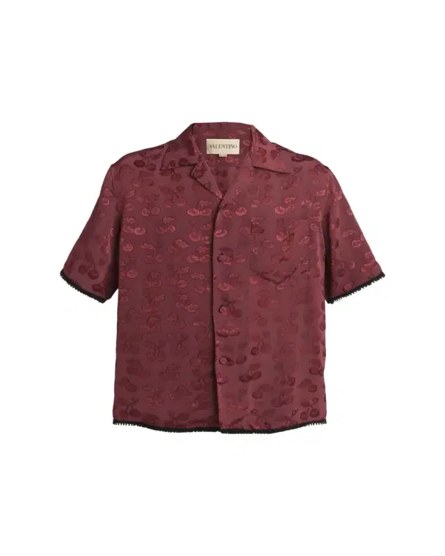 Men's Viscose Cherryfic Jacquard Bowling Shirt