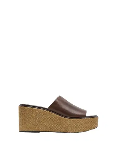 Brunello Cucinelli 80mm Leather and Raffia Platform Sandals | Thumbnail 1