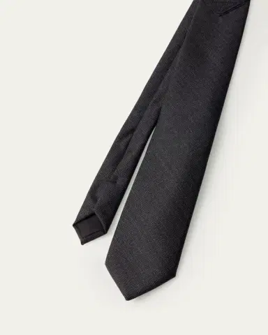 Prada Men's Wool Tonal Triangle Tie | Thumbnail 2 Prada Men's Wool Tonal Triangle Tie | Thumbnail 2