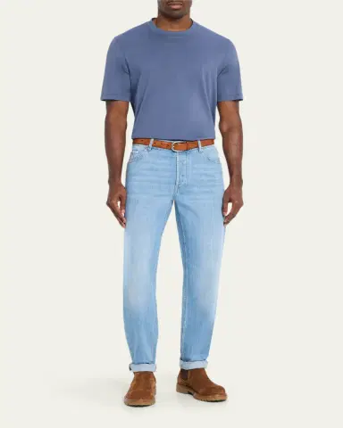 Brunello Cucinelli Men's Traditional Cuffed Jeans | Thumbnail 2 Brunello Cucinelli Men's Traditional Cuffed Jeans | Thumbnail 2