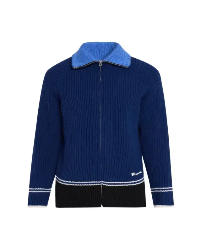Men's Wool and Cashmere Fisherman Rib Full-Zip Cardigan