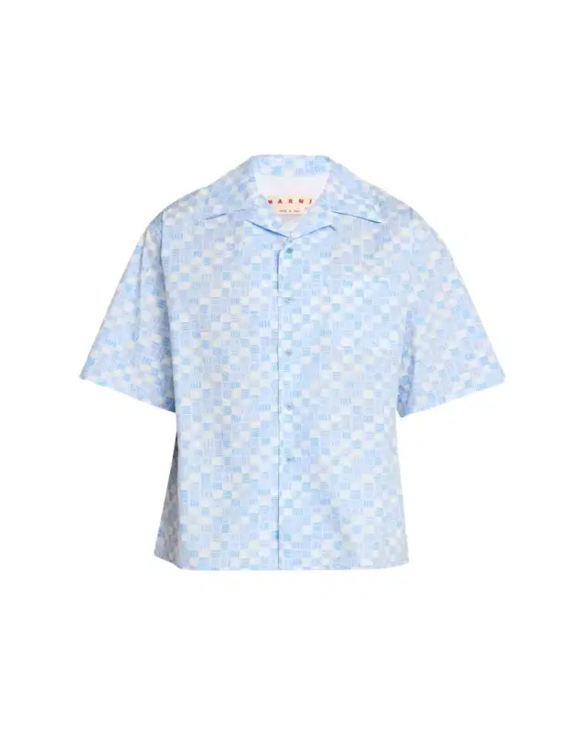 Men's Poplin Cotton Checkered Short-Sleeve Shirt
