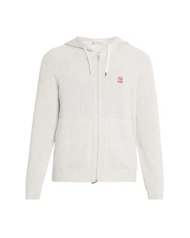 Men's Cotton Rib Hooded Cardigan Sweatshirt