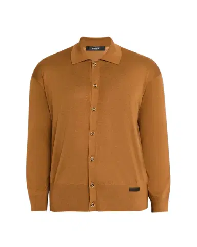 Versace Men's Medusa-Button Knit Polo Cardigan | Thumbnail 1