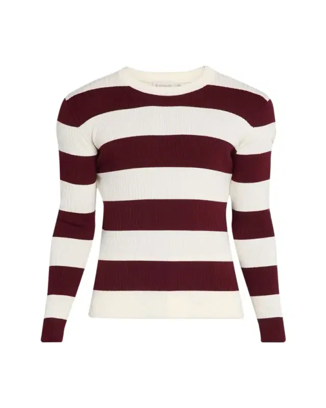 Men's Wide-Stripe Wool Ribbed Crewneck Sweater