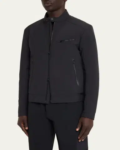 Moncler Men's Matte Band Collar Full-Zip Jacket | Thumbnail 4