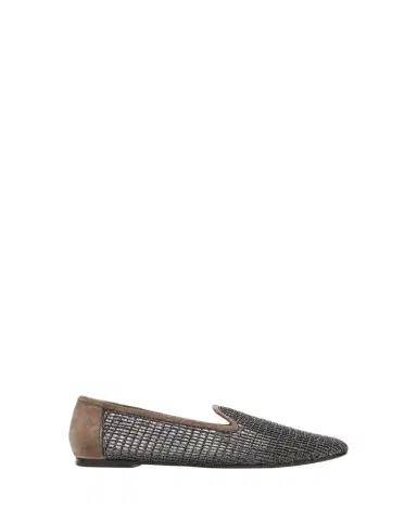 Brunello Cucinelli Precious Net Embroidered Suede Flats | Thumbnail 1 Brunello Cucinelli Precious Net Embroidered Suede Flats | Thumbnail 1