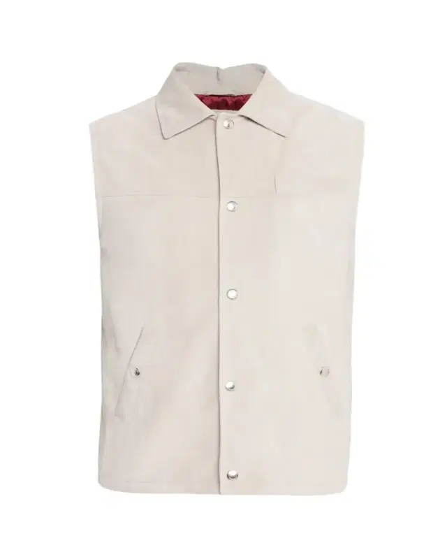 en's Down Leather Snap-Front Vest