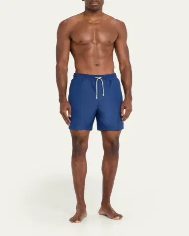Brunello Cucinelli Men's Solid Swim Trunks with Logo | Thumbnail 2 Brunello Cucinelli Men's Solid Swim Trunks with Logo | Thumbnail 2